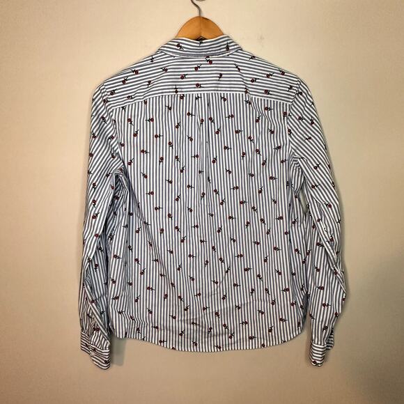 Banana Republic Quinn Boy Fit Roses Blue White Striped Shirt Women's Size S - Picture 4 of 8